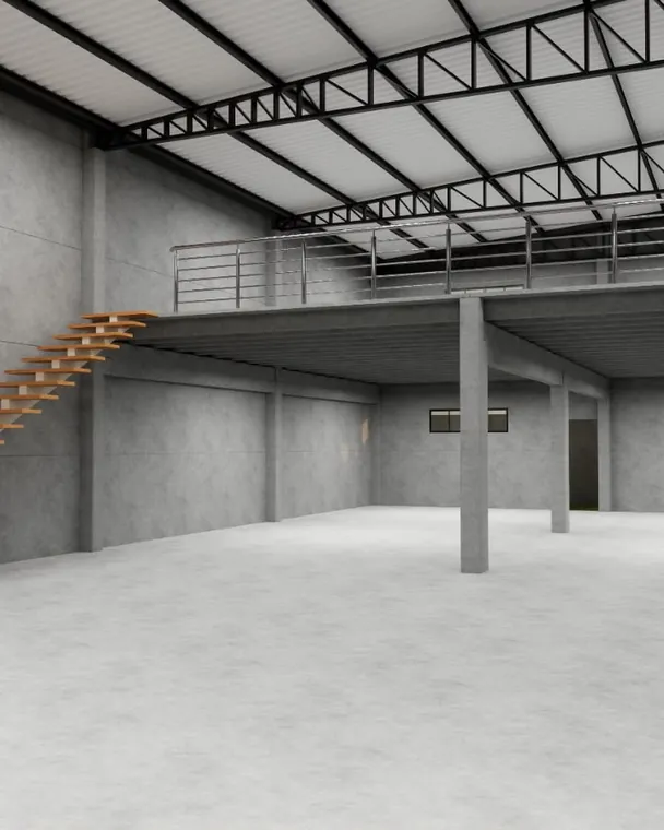 Interior de galpão em estrutura pré-moldada de concreto